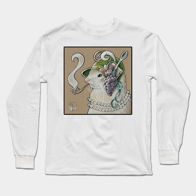 Flapper Ferret - Black Outlined Version Long Sleeve T-Shirt by Nat Ewert Art